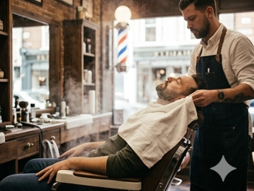 cliente su sedia barbiere